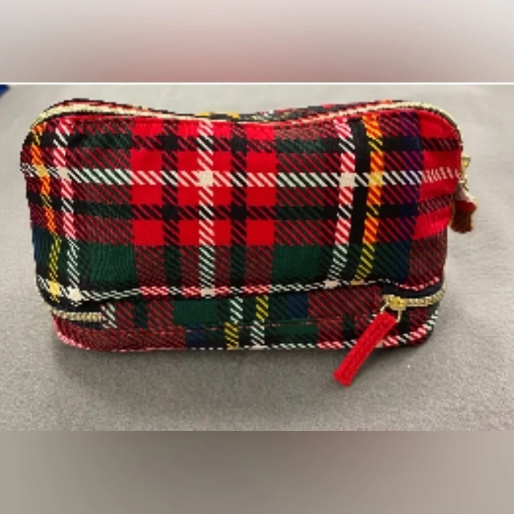 🎄Estée Lauder cloth Christmas make up / travel bag with top & bottom zipper NEW